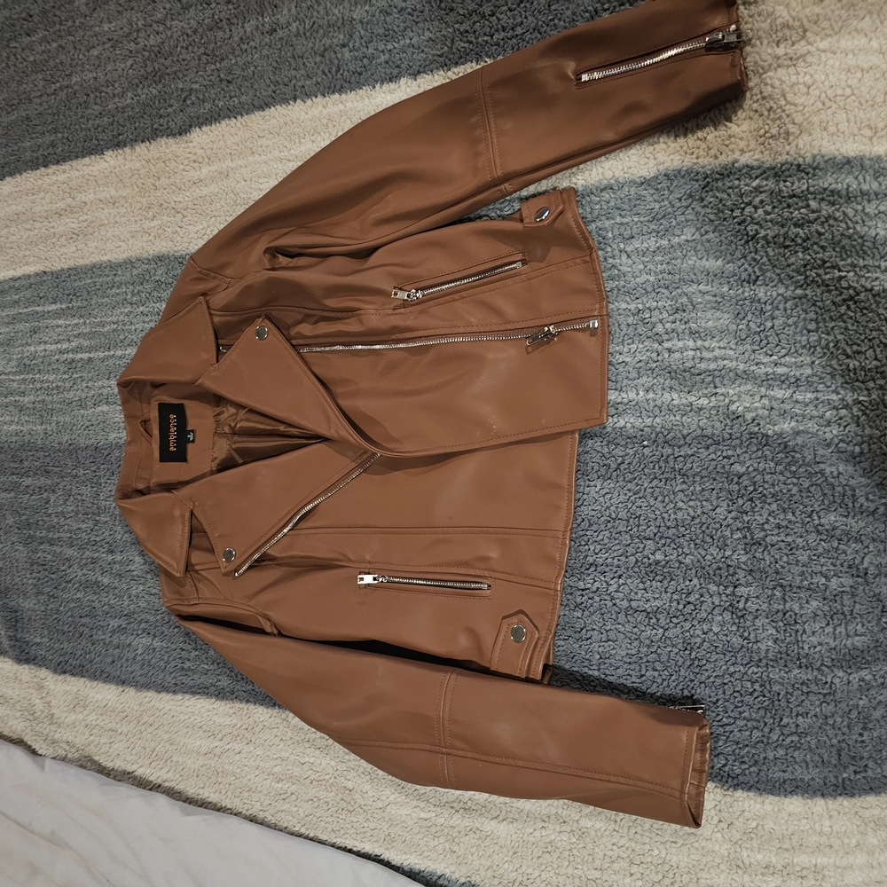 Brown Faux Leather Jacket